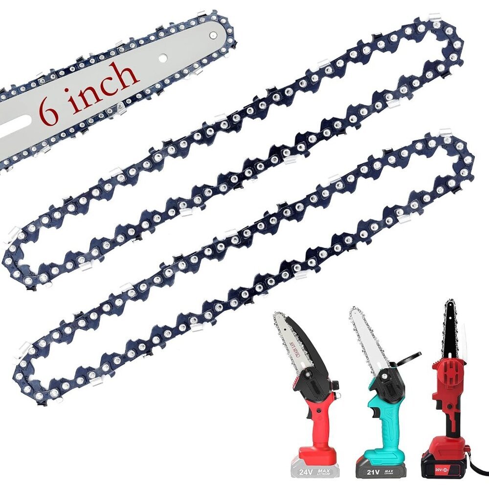 2-Pack 6-Inch Replacement Chains for Mini Chainsaws - Smooth Cutting Solution